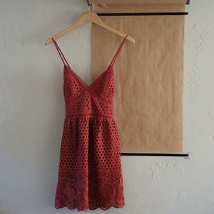 Abercrombie and Fitch Red and Lace Dress